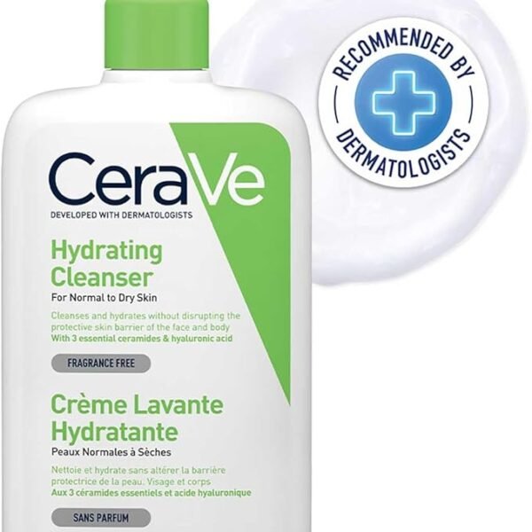 CeraVe Hydrating Cleanser for Normal to Dry Skin 236ml with Hyaluronic Acid & 3 Essential Ceramides