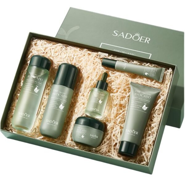 Sadoer Avocado Skincare Gift Set,6 Piece Facial Care Collection,Skin Care Kit,Cleansing Moisturizing Skin Care Collection,Contains Cleanser Toner Lotion Face Creams Eye Cream Serums