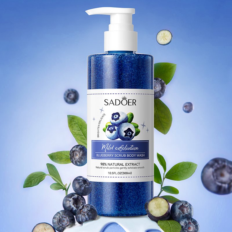 Hc155139656d84ad981b474ac773f1b0dW Sadoer Blueberry Body Scrub Body Wash 300ml - Image 1