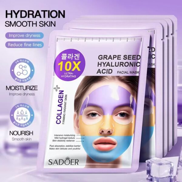 SADOER Grape Seed Hyaluronic Acid Collagen Firming Facial Mask Moisture Hydrating